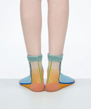 COQ しまうま シアーストライプソックス ライトオレンジ