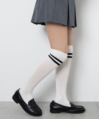 WEGO 2ラインハイソックス ホワイト