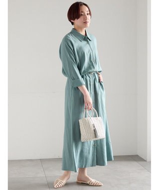 Te chichi レーヨンリネン共ベルトシャツワンピース
