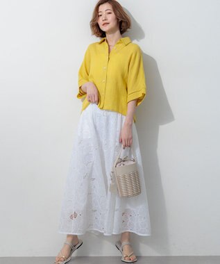 23区 バスケットメッシュ バケツバッグ ベージュ系