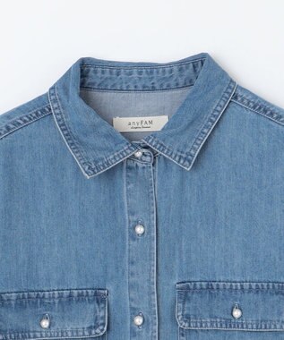 ANY 【洗濯機可】パールボタンデニムシャツ インディゴ