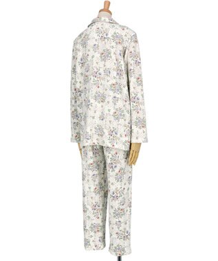 WACOAL パジャマ 長袖 長ズボン 綿100%(本体) あったか ミントン レディース NDW427 /ワコール ホワイト