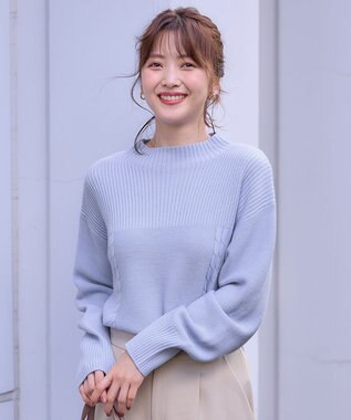 ANY SIS S 【洗える】スフレボトルネック ニット ミントブルー