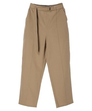 Green Parks 綿麻混バックルベルト付テーパードパンツ Dark Beige