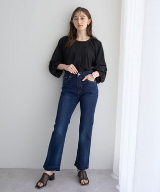YECCA VECCA カットオフスリムストレートデニムパンツ Indigo