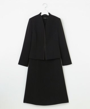 自由区 FORMAL 【洗える/縦横ストレッチ】セオプラスエス横二重ジャケット＋ワンピース ブラック系