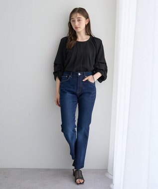 YECCA VECCA カットオフスリムストレートデニムパンツ Indigo