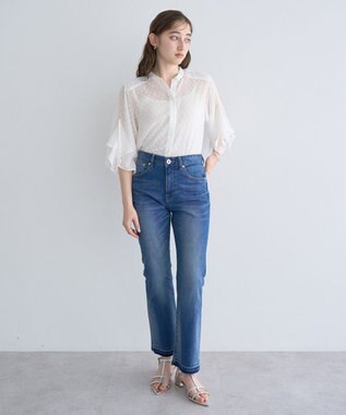 YECCA VECCA カットオフスリムストレートデニムパンツ Indigo