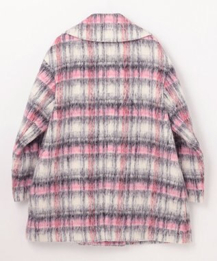 GRACE CONTINENTAL シャギーチェックピーコート ピンク