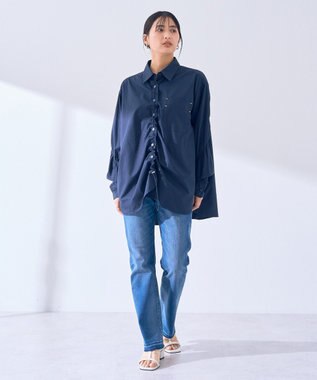 YECCA VECCA カットオフスリムストレートデニムパンツ Indigo