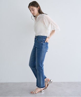 YECCA VECCA カットオフスリムストレートデニムパンツ Indigo