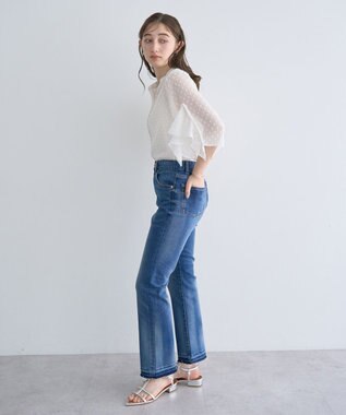 YECCA VECCA カットオフスリムストレートデニムパンツ Indigo