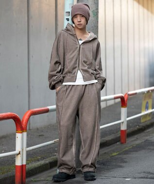 WEGO 【ユニセックス着用ITEM/ウエストゴム】スウィッチングスウェットパンツ ブラウン