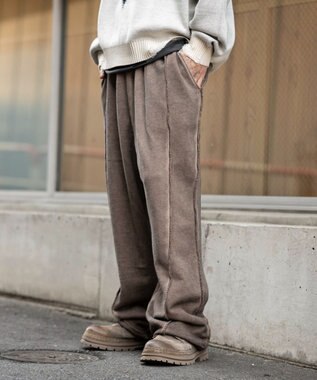 WEGO 【ユニセックス着用ITEM/ウエストゴム】スウィッチングスウェットパンツ ブラウン