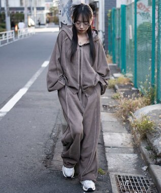 WEGO 【ユニセックス着用ITEM/ウエストゴム】スウィッチングスウェットパンツ ブラウン