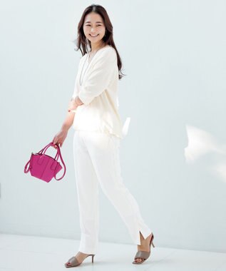 UNFILO 【ストレッチ/洗える】出会えるパンツ テーパード アイボリー系