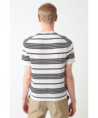 DAKS ポインテールストライプニットTシャツ ブラック