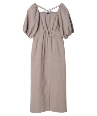 earth music&ecology 配色ステッチパフスリーブワンピース Black