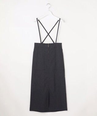 ANY SIS 【2WAY】フロントジップタイト スカート ネイビーシャンブレー