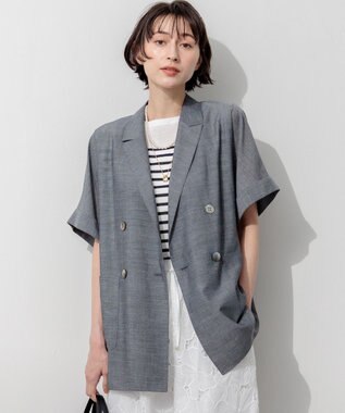 23区 【先行予約】ウォッシャブルボイル ハーフスリーブ ダブル ジャケット グレー系