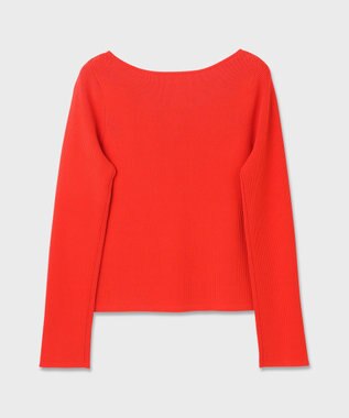 GRACE CONTINENTAL リブVネックニットトップ レッド