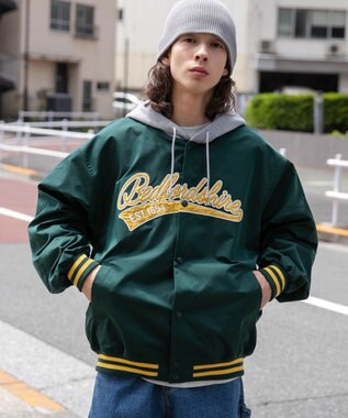 WEGO 【ユニセックス着用ITEM】フードワッペンスタジャン ダークグリーン