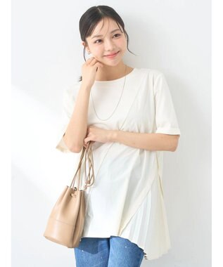 earth music&ecology プリーツドッキングチュニック Ivory