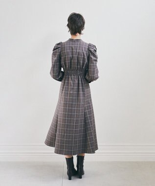 Maison de FLEUR 聡明な淑女のチェックワンピース Gray