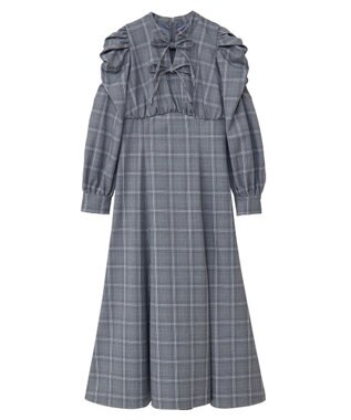 Maison de FLEUR 聡明な淑女のチェックワンピース Gray