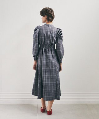 Maison de FLEUR 聡明な淑女のチェックワンピース Gray