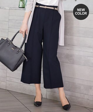 Tiaclasse L 【新色追加・洗える】センタープレスワイドパンツ ダークネイビー