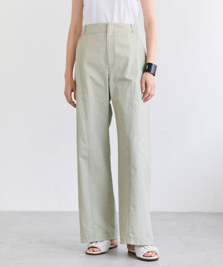 BEIGE， PREHNA / コットンツイル カービーシームワイドパンツ L.Khaki