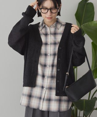 AMERICAN HOLIC Vネックラメニットカーディガン Black