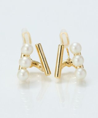 Phoebe <オンワード限定セット>ダブルデコレイトパールライトフィットイヤリング×フォーマルパールビジューハーフブローチ ゴールド