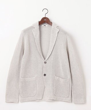 JOSEPH ABBOUD 【洗える】ストローヤーン ニット ジャケット ライトグレー系