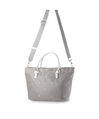 UNBILLION ペルケ perche / ナイロンドット刺繍2wayトート ライトグレー