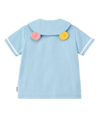MIKI HOUSE HOT BISCUITS 【70-110cm】 くま耳 セーラーカラー半袖Tシャツ ストームブルー