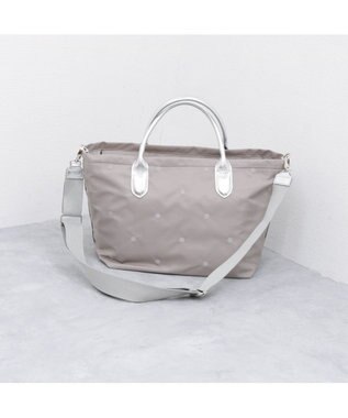 UNBILLION ペルケ perche / ナイロンドット刺繍2wayトート ライトグレー