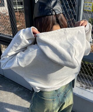 WEGO ガールプリントプルパーカー 杢グレー