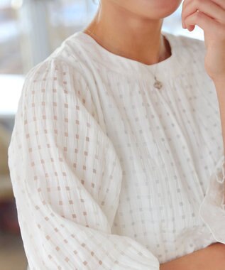 Tiaclasse シアーチェックブラウス オフホワイト