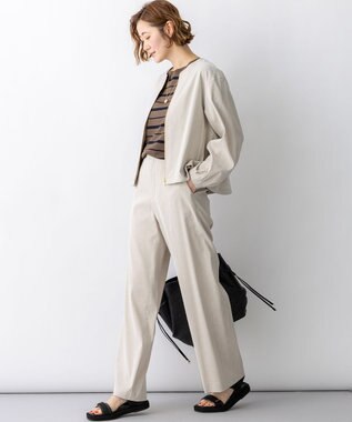23区 リネンレーヨンストレッチ ワイドパンツ ベージュ系