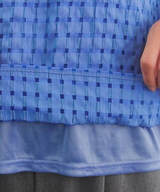 Tiaclasse シアーチェックブラウス ブルー