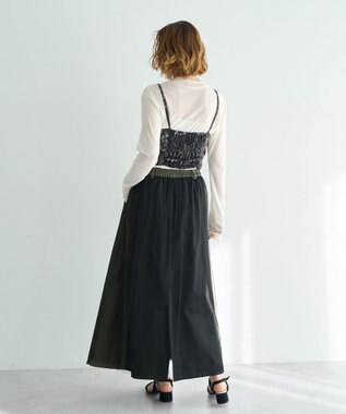 YECCA VECCA スカーフ柄オーバーキャミ Black