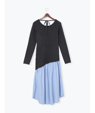 Te chichi 【宮本茉由着用】リブニットドッキングアシメワンピース チャコールグレー