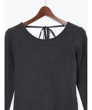 Te chichi 【宮本茉由着用】リブニットドッキングアシメワンピース チャコールグレー