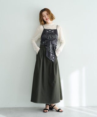 YECCA VECCA スカーフ柄オーバーキャミ Black