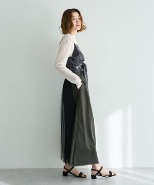 YECCA VECCA スカーフ柄オーバーキャミ Black