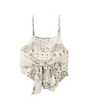 YECCA VECCA スカーフ柄オーバーキャミ Ivory