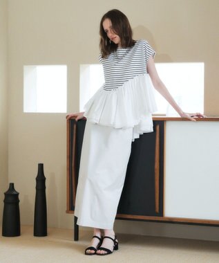 YECCA VECCA アシメペプラムカットソー Border