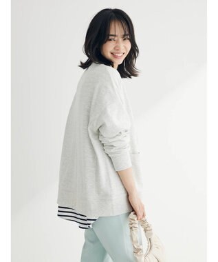 Green Parks ミニ裏毛Ｖネックカーディガン Gray Mixture